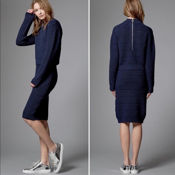 Marc Jacobs Blue Ribbed Sweater Pencil Skirt NEW M - Picture 1 of 11